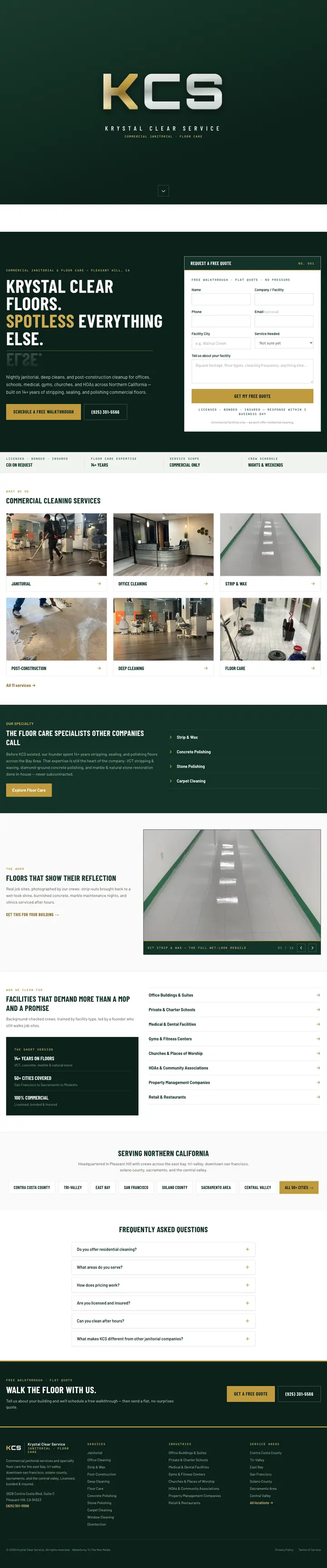 Krystal Clear Service website, built by To The Max Media