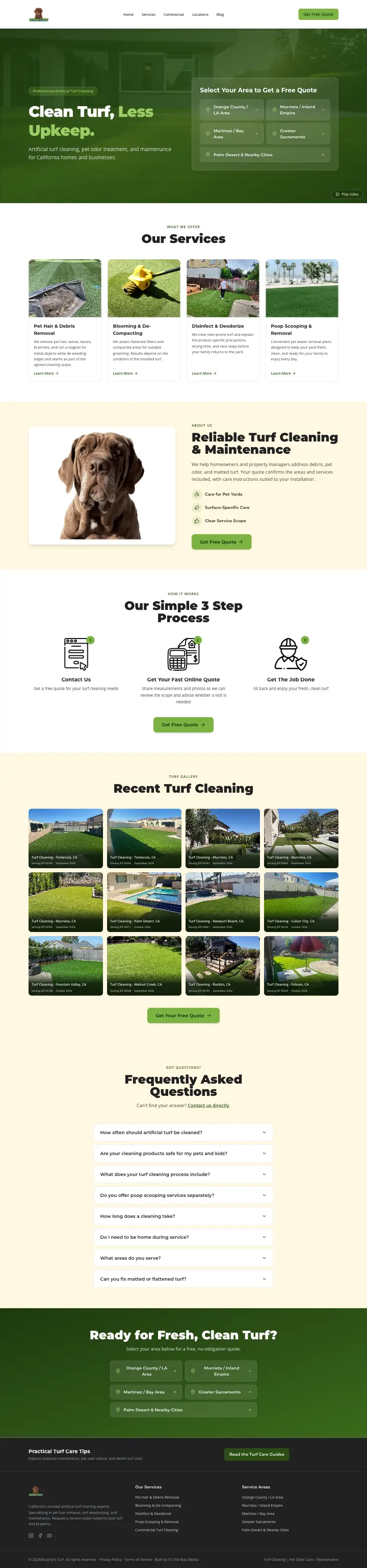 Murphys Turf website, built by To The Max Media